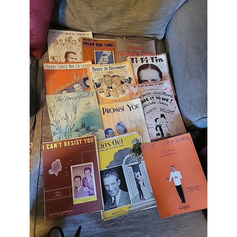 Lot - 12 Vtg Sheet Music Mostly 1930s-1940s Tropical Mexico Art Deco Mod